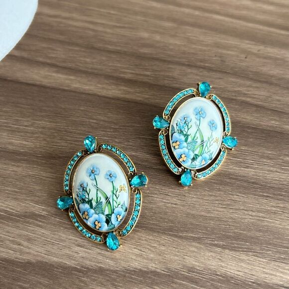 Floral Earrings Q467 - Picture 2 of 4